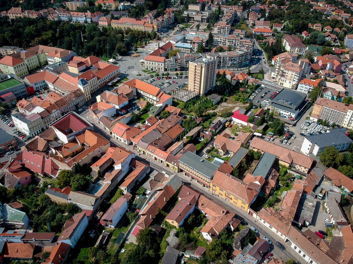 Sepsiszentgyörgy, Csíki utca drónfelvétel.