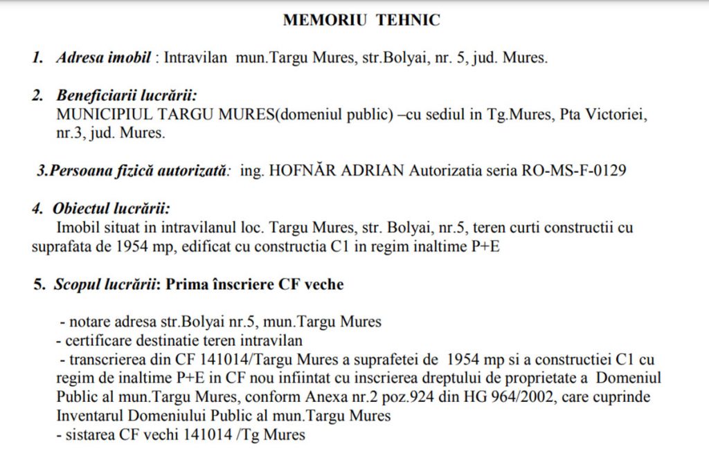 Memoriu tehnic